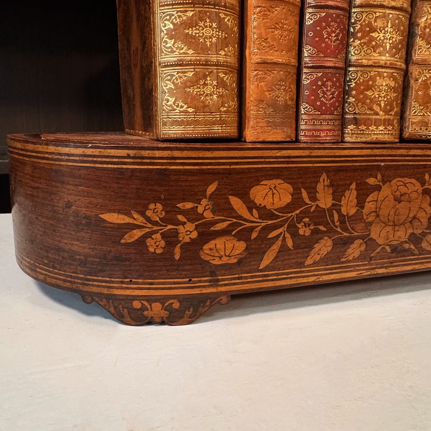 Antique Marquetry Footed Wood Riser
