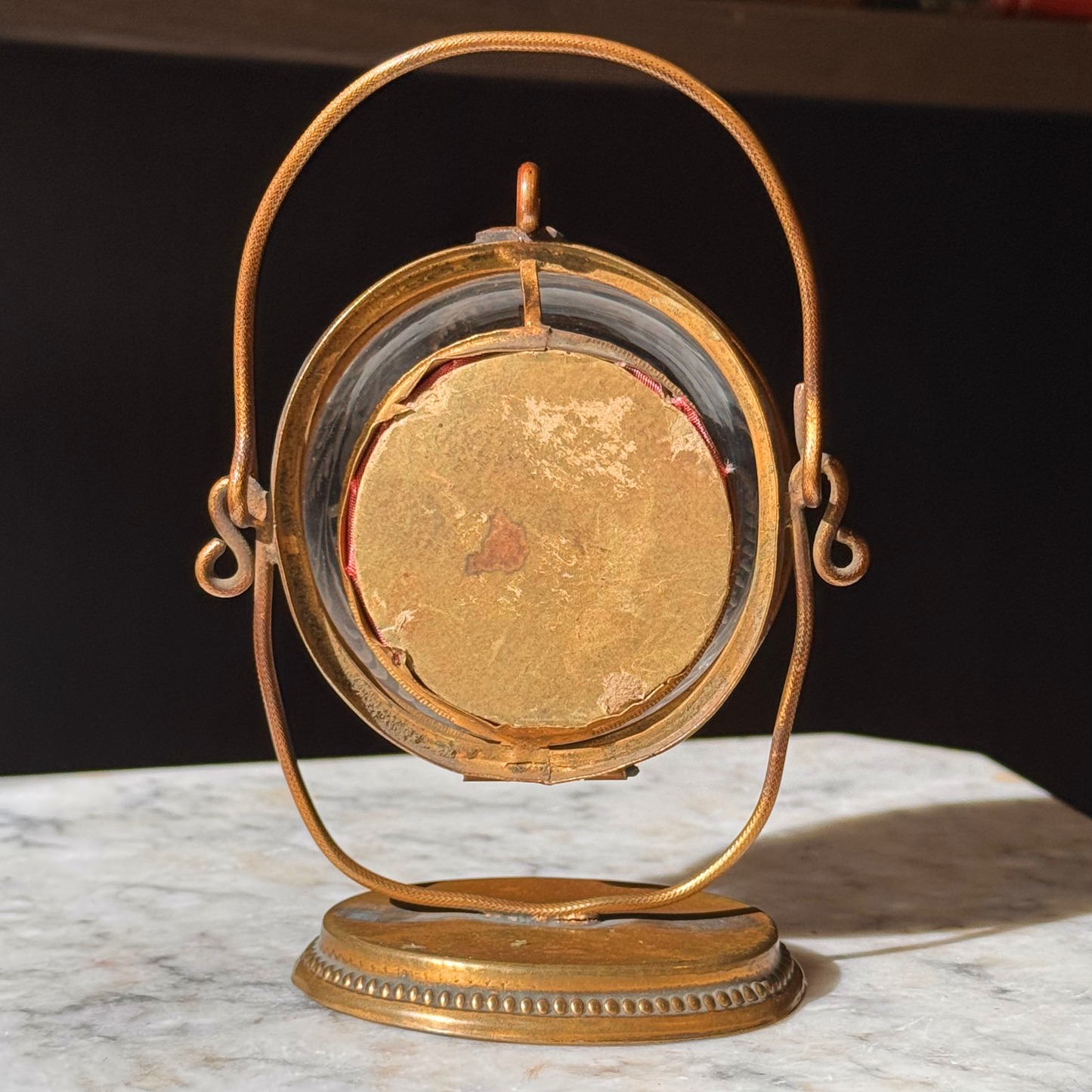 Antique Blown & Etched Glass Pocket Watch Display Casket
