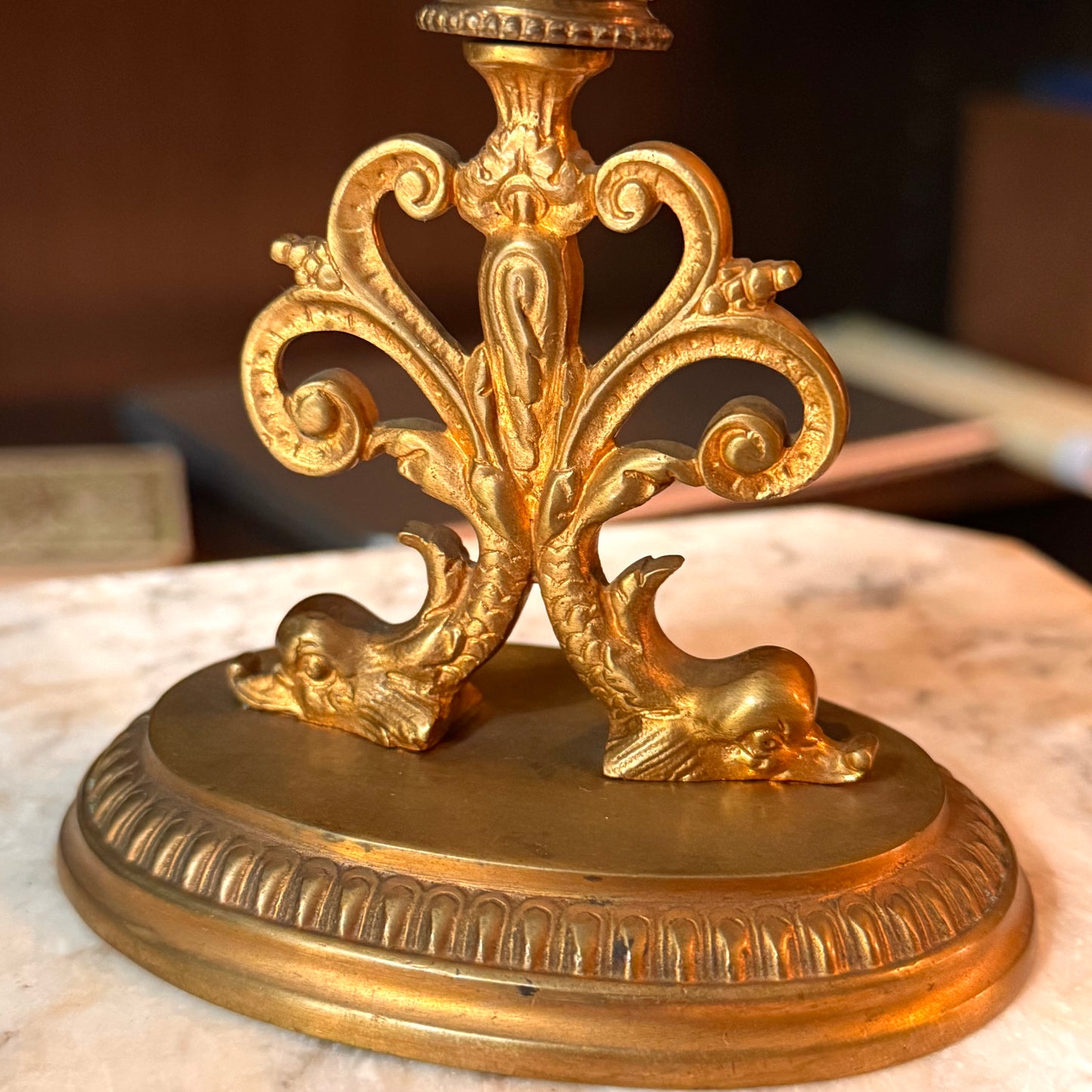 Antique French Miniature Opaline Glass Compote with Doré Bronze Mount