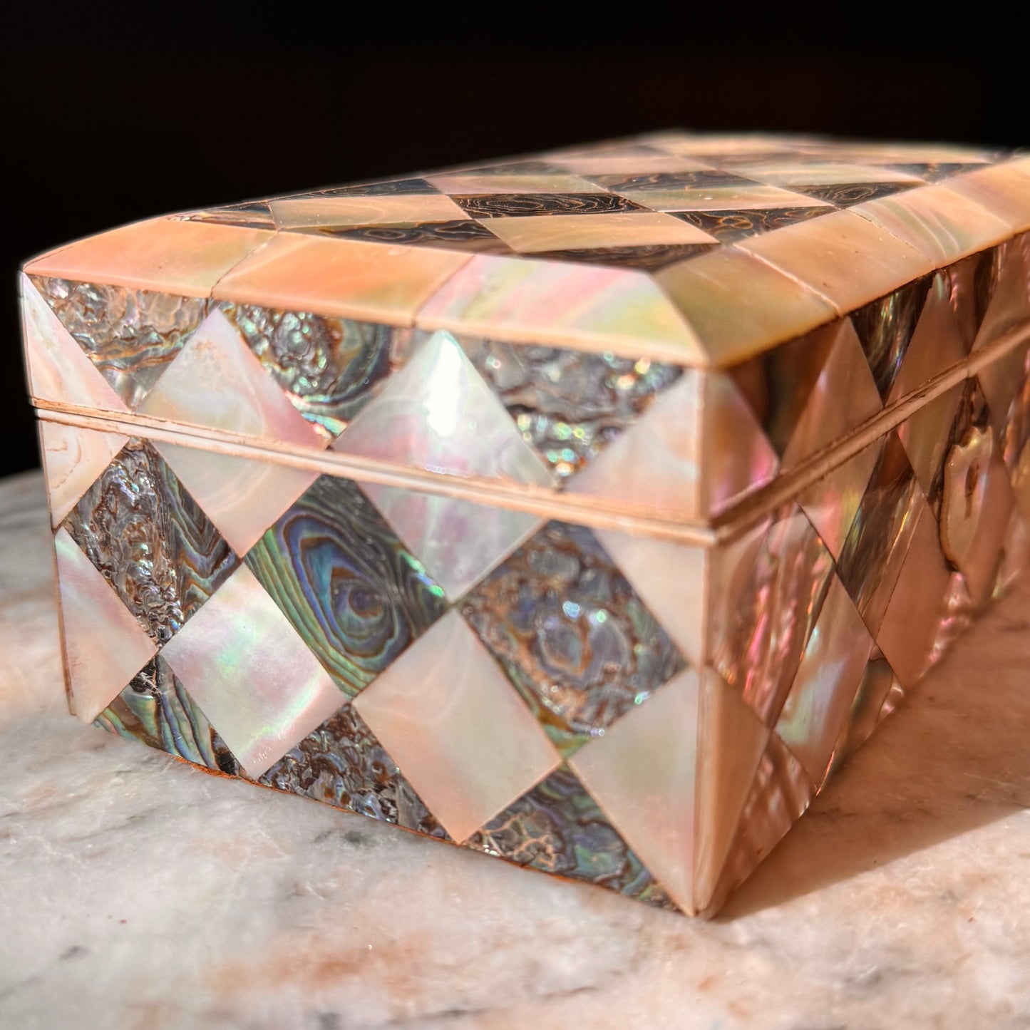 19th Century Antique Mother of Pearl & Abalone Inlay Box