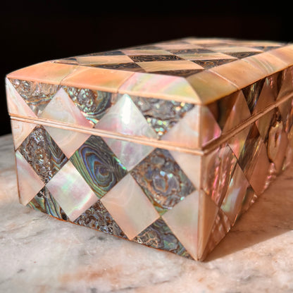 19th Century Antique Mother of Pearl & Abalone Inlay Box