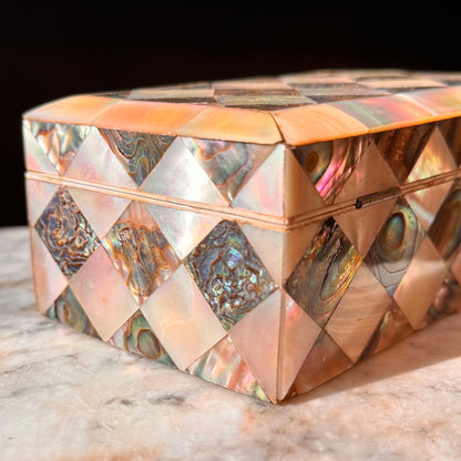 19th Century Antique Mother of Pearl & Abalone Inlay Box