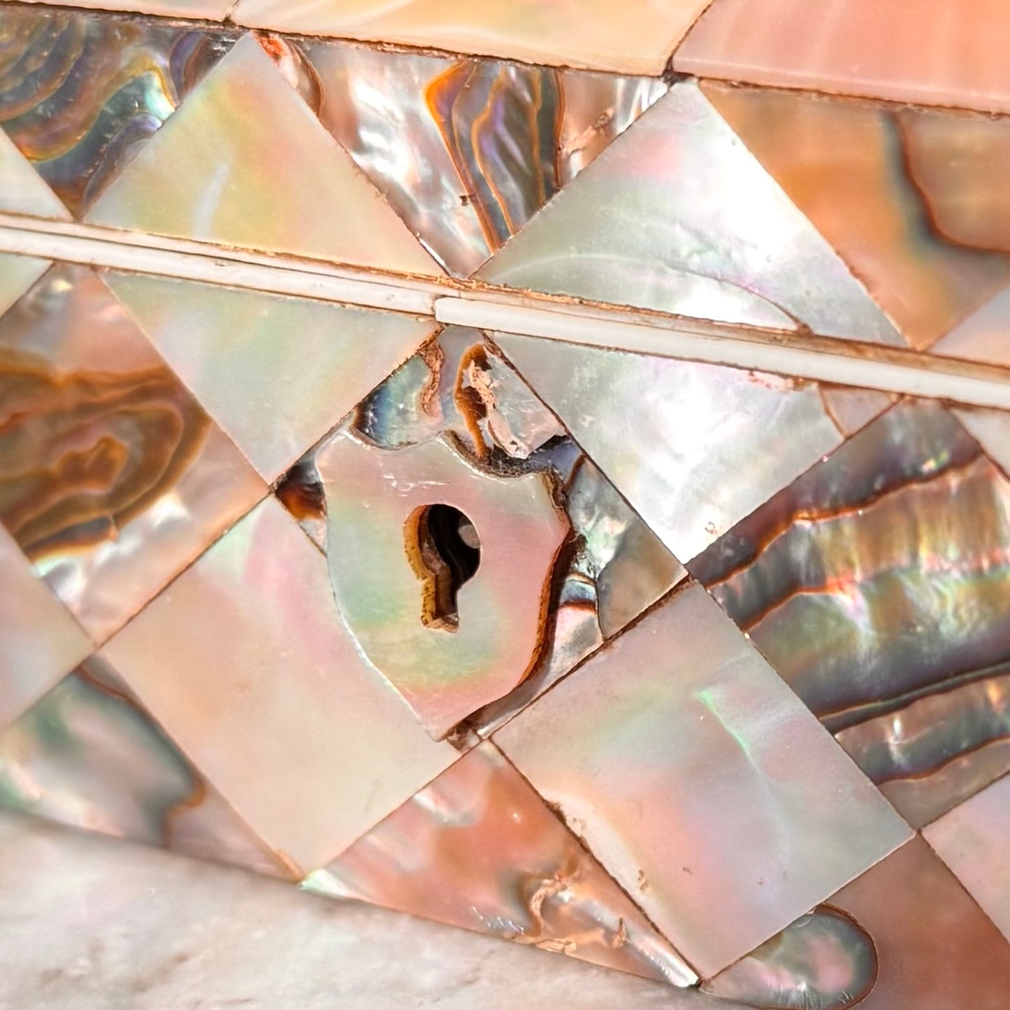 19th Century Antique Mother of Pearl & Abalone Inlay Box