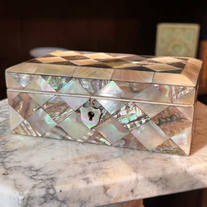 19th Century Antique Mother of Pearl & Abalone Inlay Box