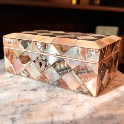 19th Century Antique Mother of Pearl & Abalone Inlay Box