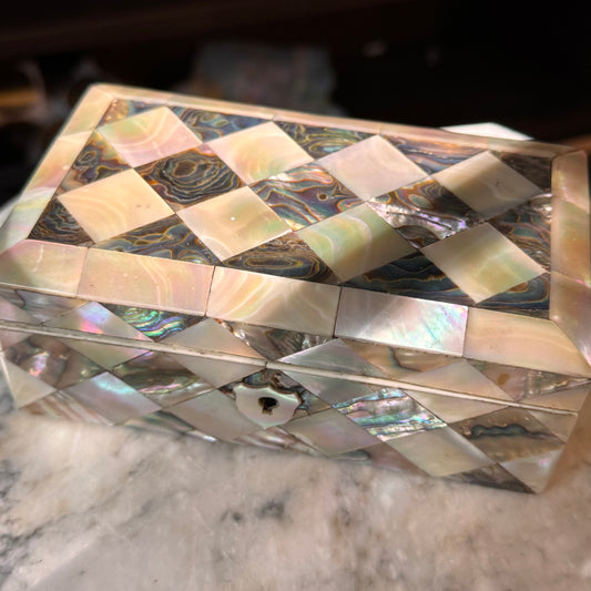 19th Century Antique Mother of Pearl & Abalone Inlay Box
