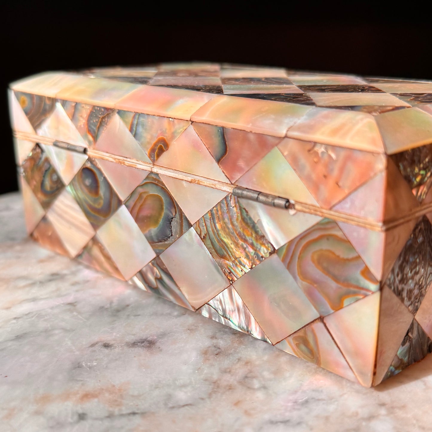 19th Century Antique Mother of Pearl & Abalone Inlay Box