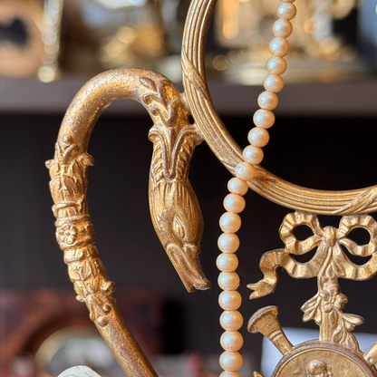 Antique Gilded Swan Catchall and Pocket Watch Display
