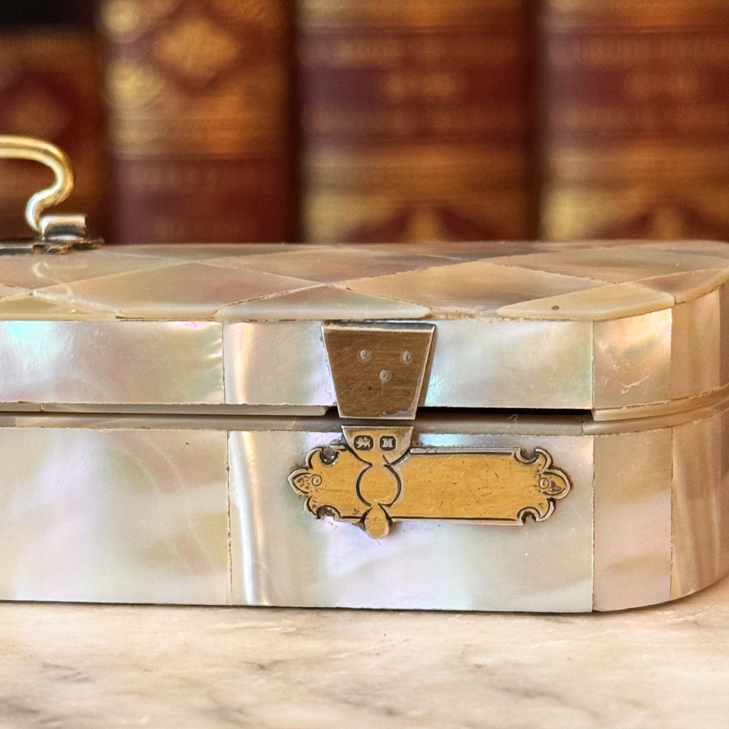 Mother-of-Pearl Inlaid Box With Sterling Silver Appliqués