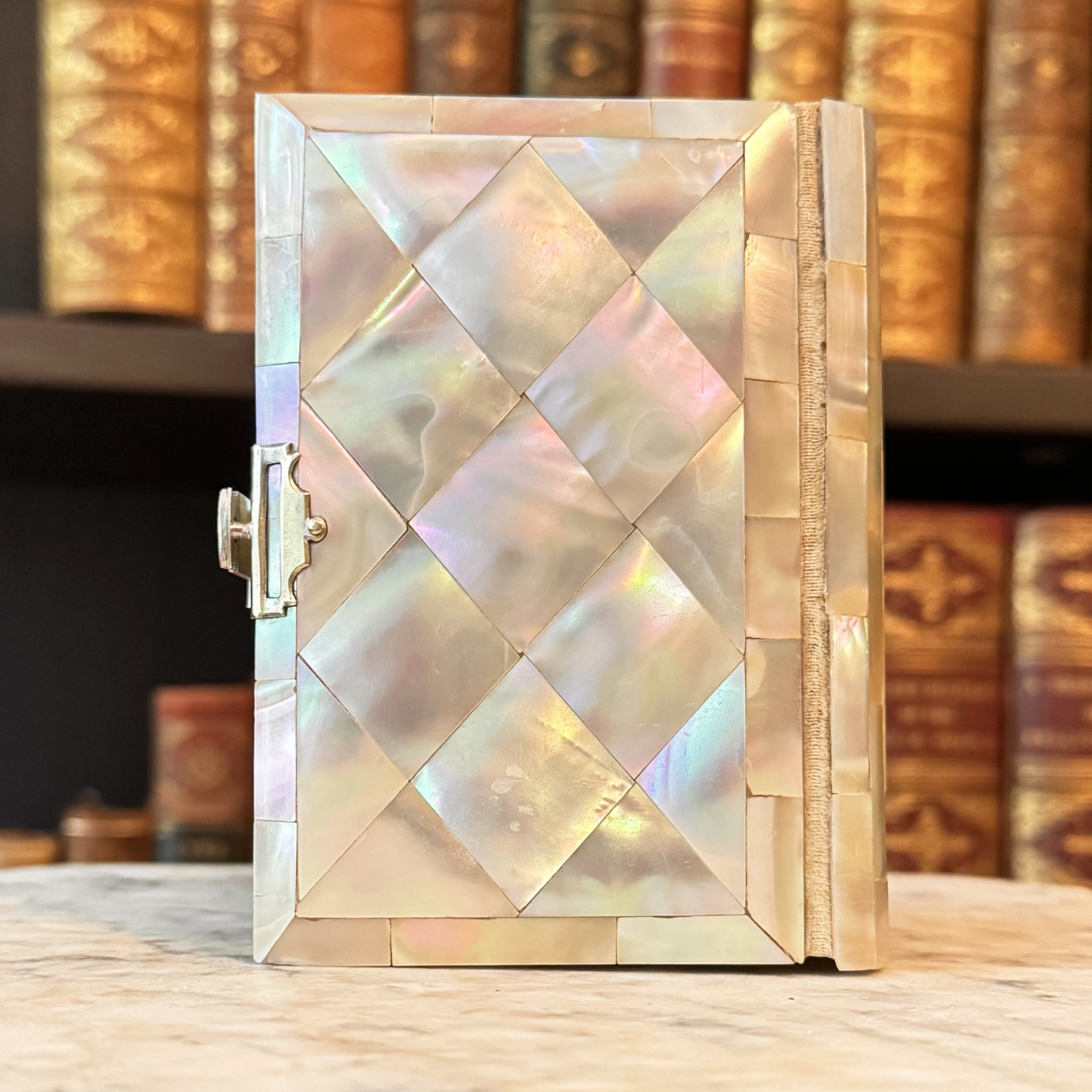 1886 Mother-of-Pearl Bound French Religious Book With Clasp