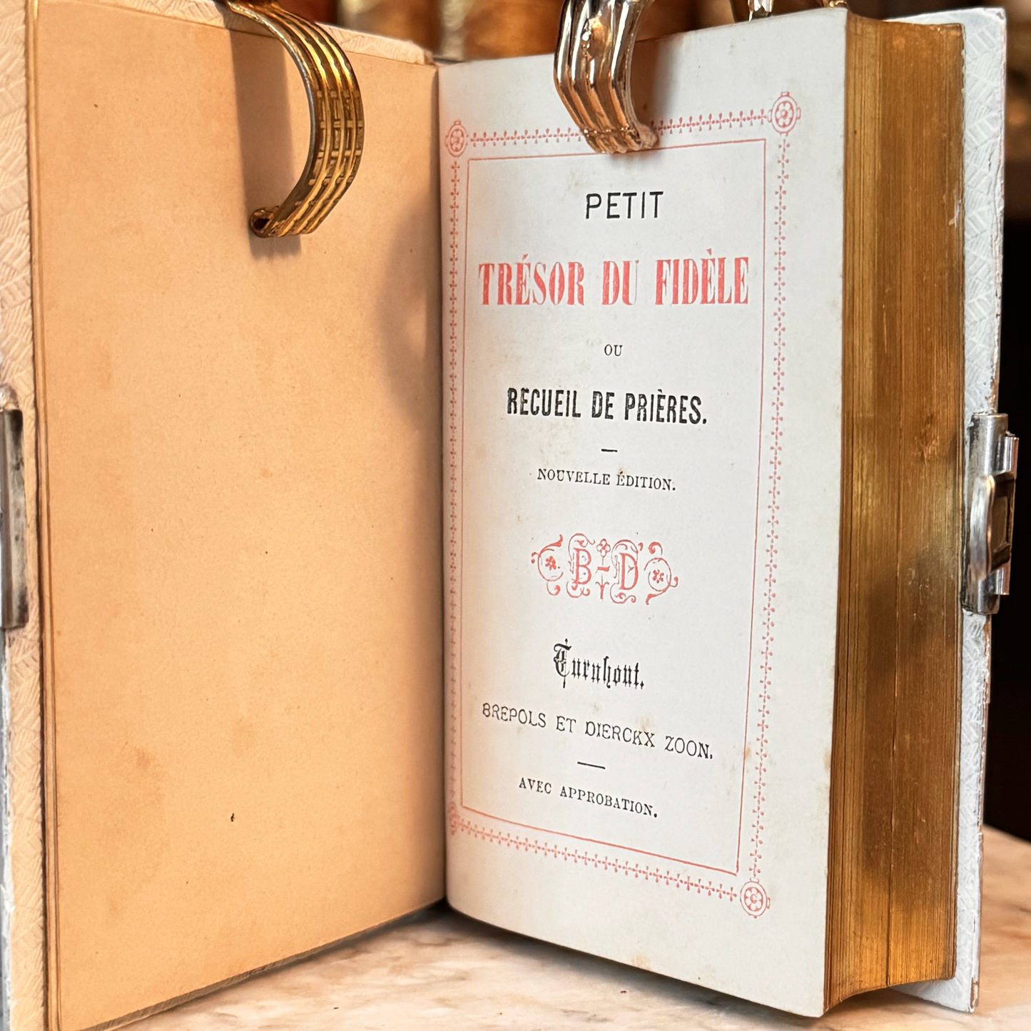 1886 Mother-of-Pearl Bound French Religious Book With Clasp