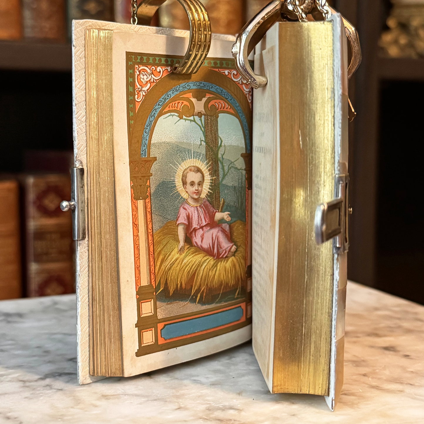 1886 Mother-of-Pearl Bound French Religious Book With Clasp