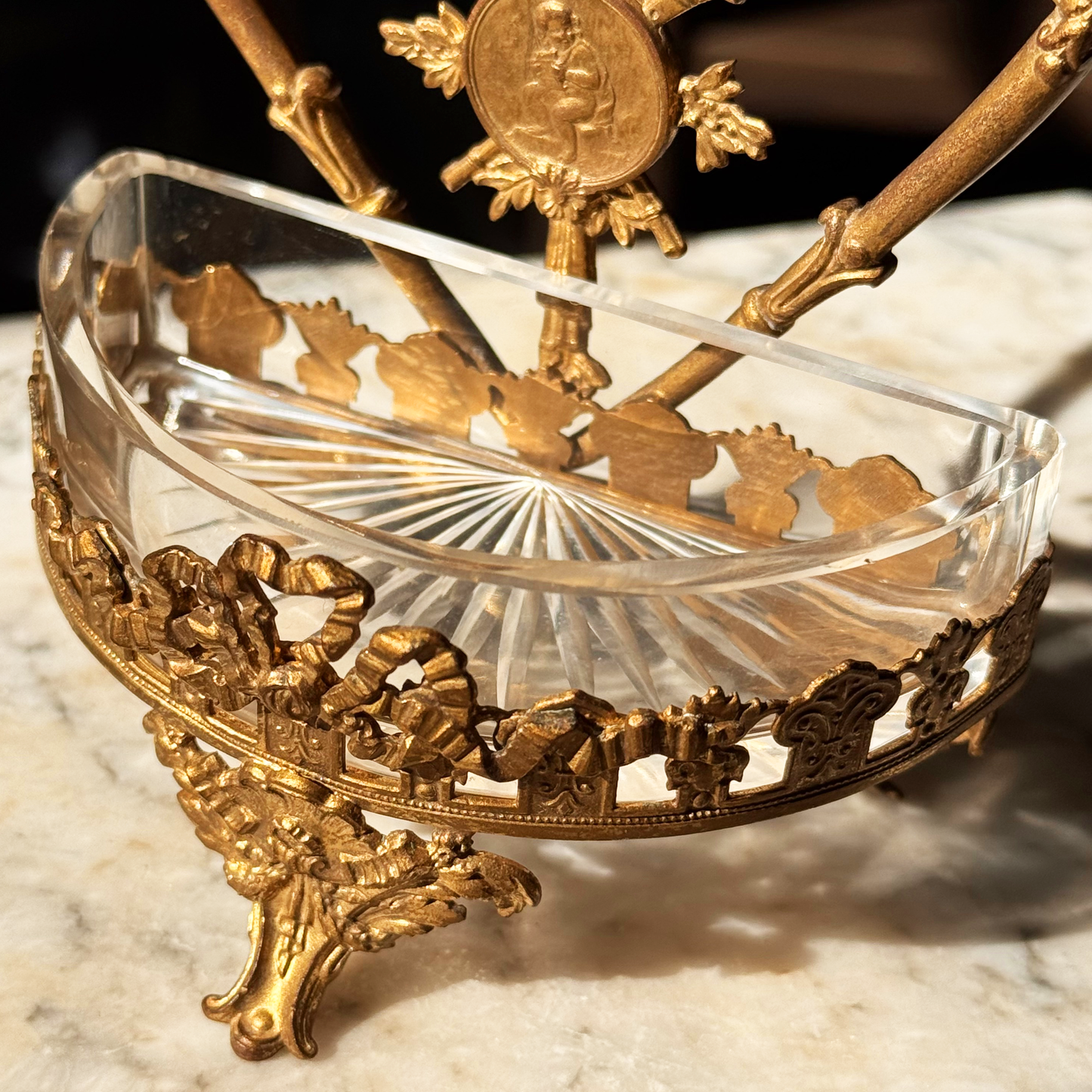 Antique Gilded Swan Catchall and Pocket Watch Display