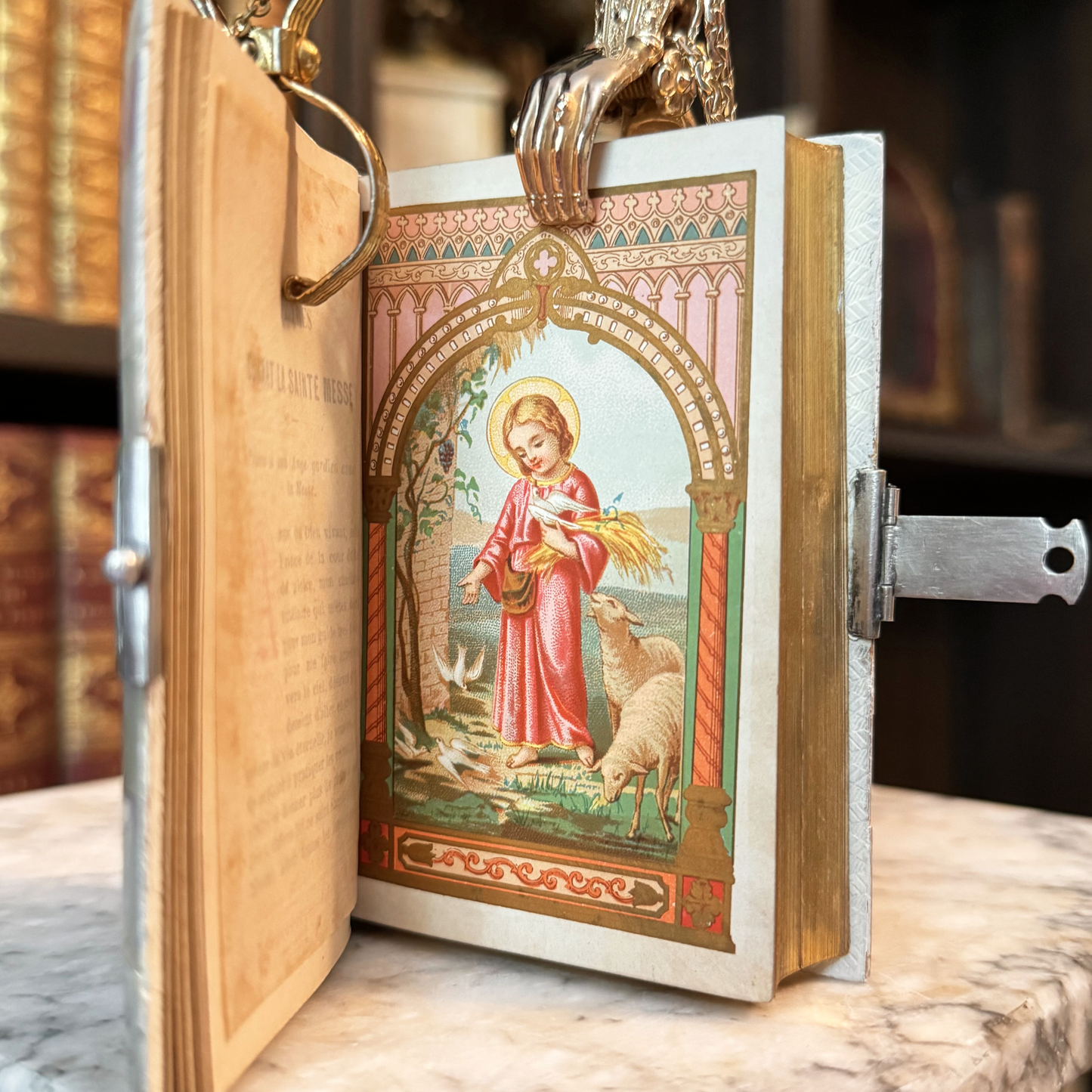 1886 Mother-of-Pearl Bound French Religious Book With Clasp