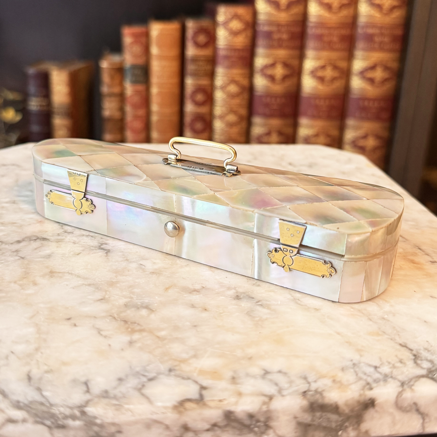 Mother-of-Pearl Inlaid Box With Sterling Silver Appliqués
