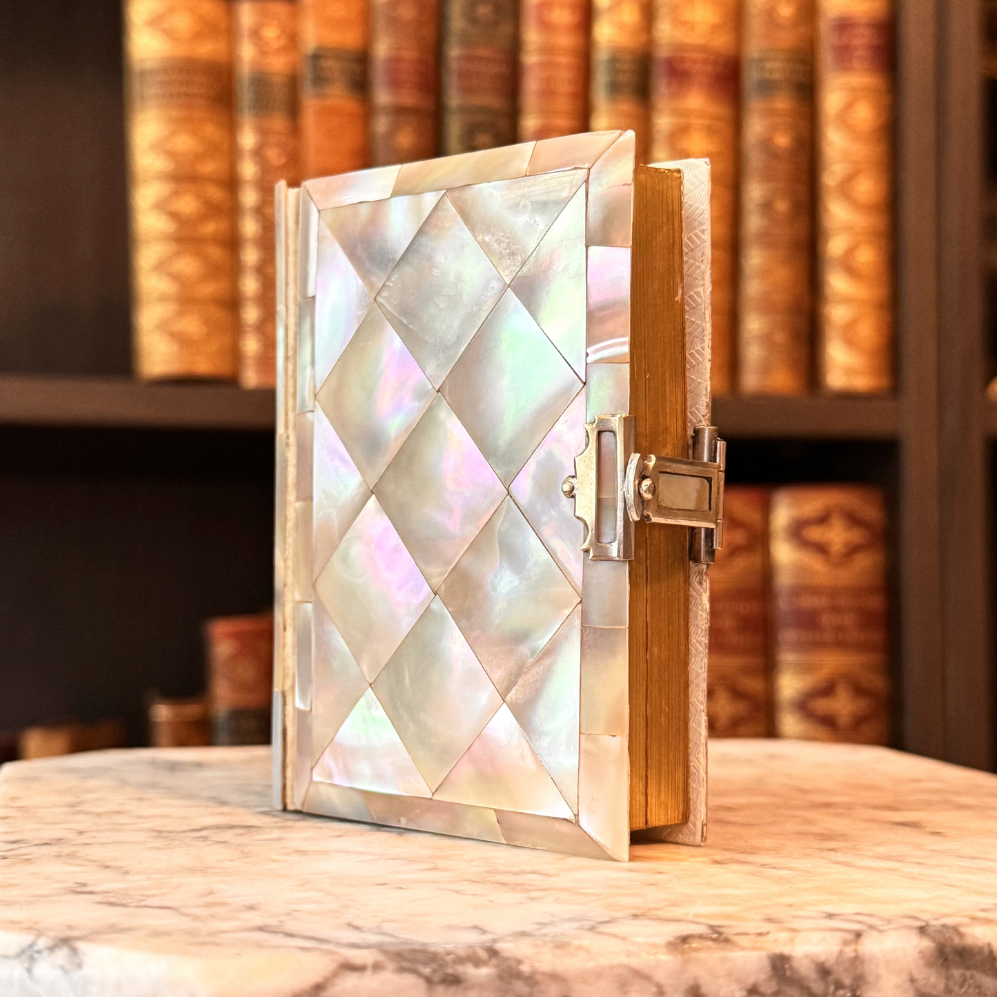 1886 Mother-of-Pearl Bound French Religious Book With Clasp