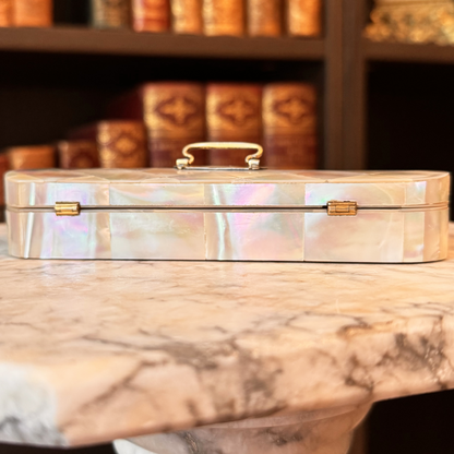 Mother-of-Pearl Inlaid Box With Sterling Silver Appliqués