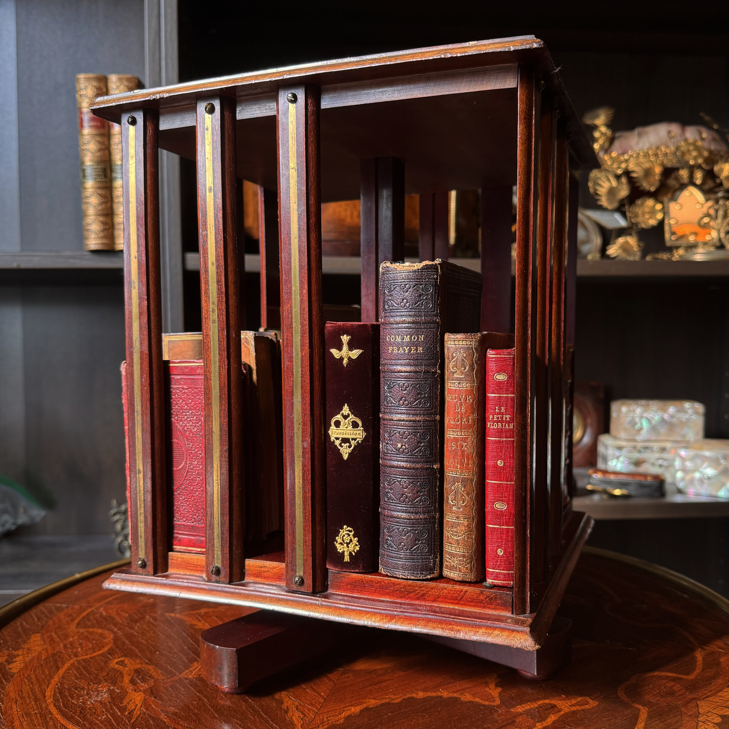 Antique Mini Revolving Book Caddy