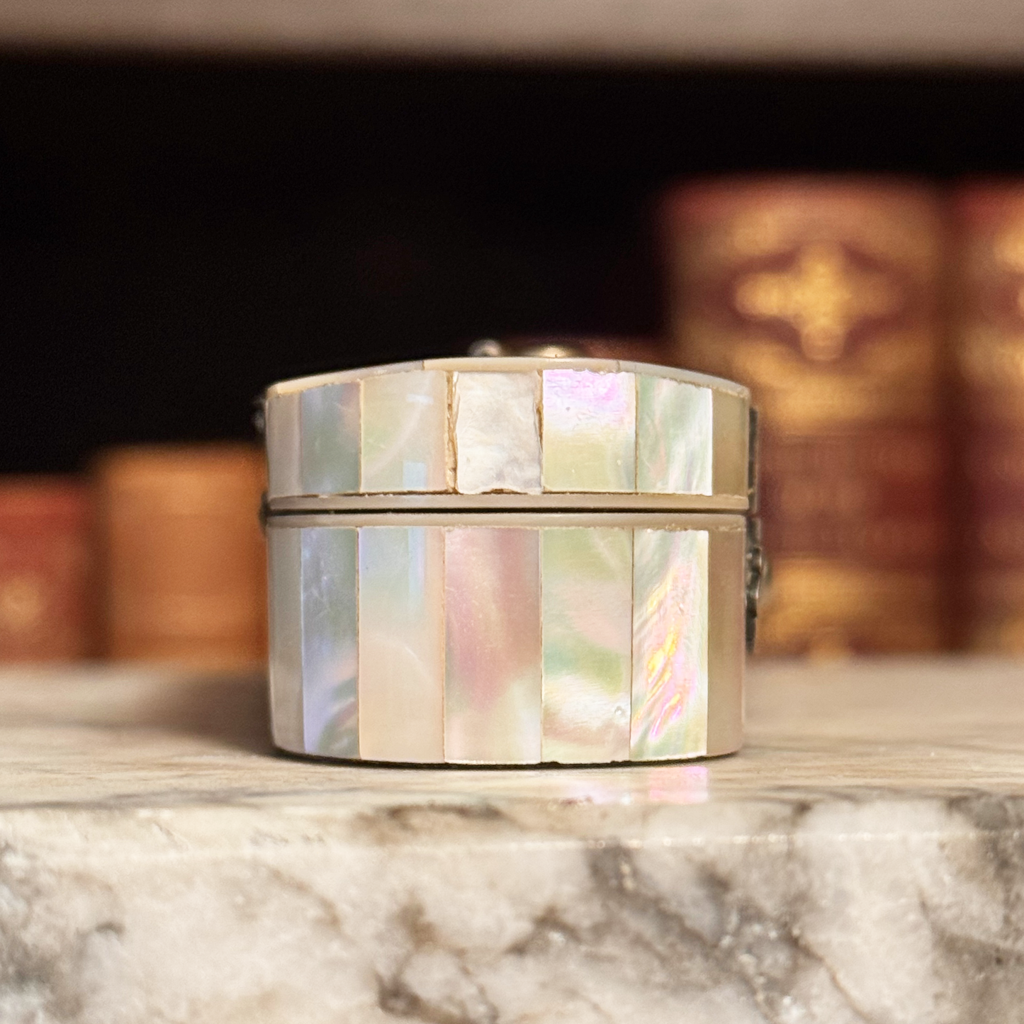 Mother-of-Pearl Inlaid Box With Sterling Silver Appliqués
