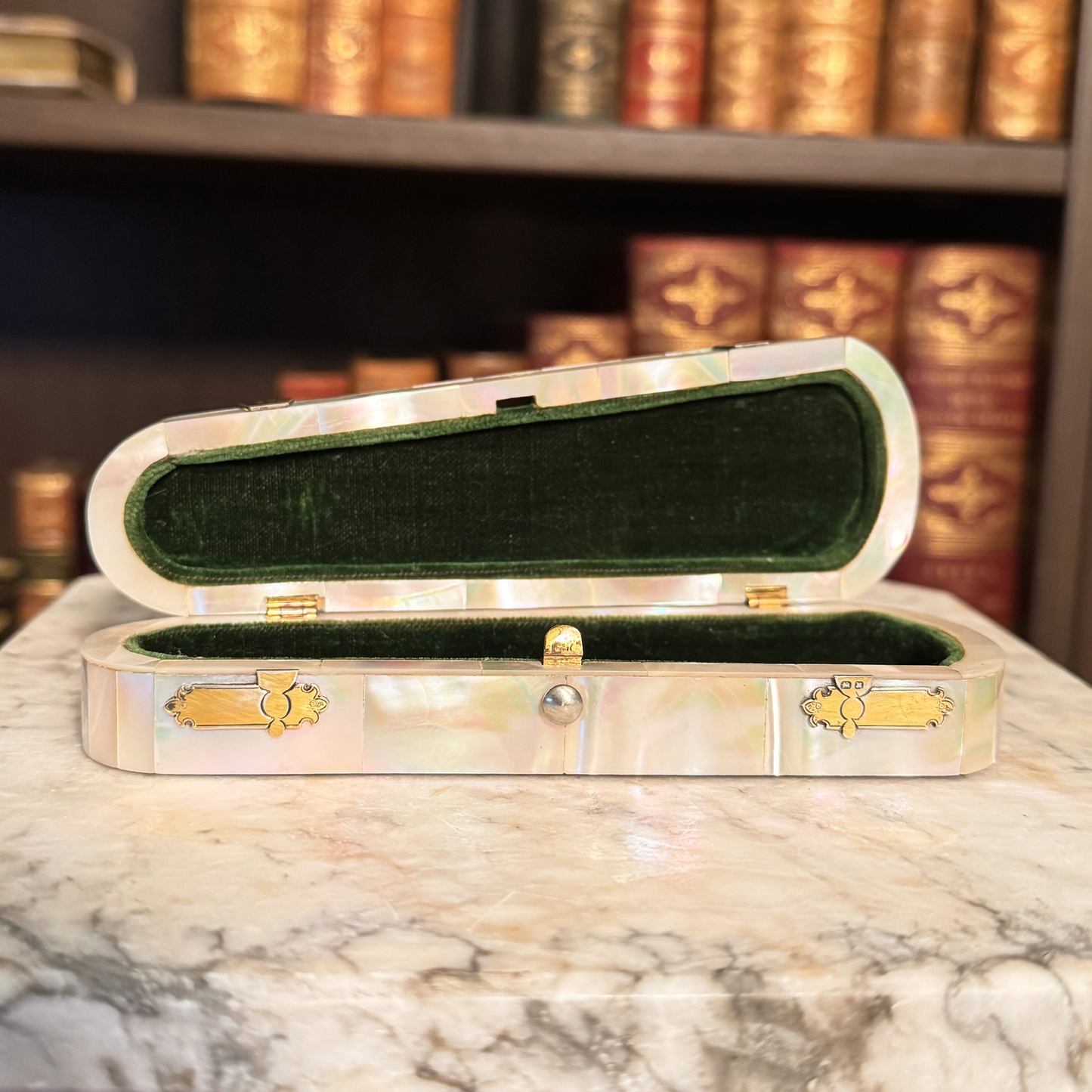 Mother-of-Pearl Inlaid Box With Sterling Silver Appliqués