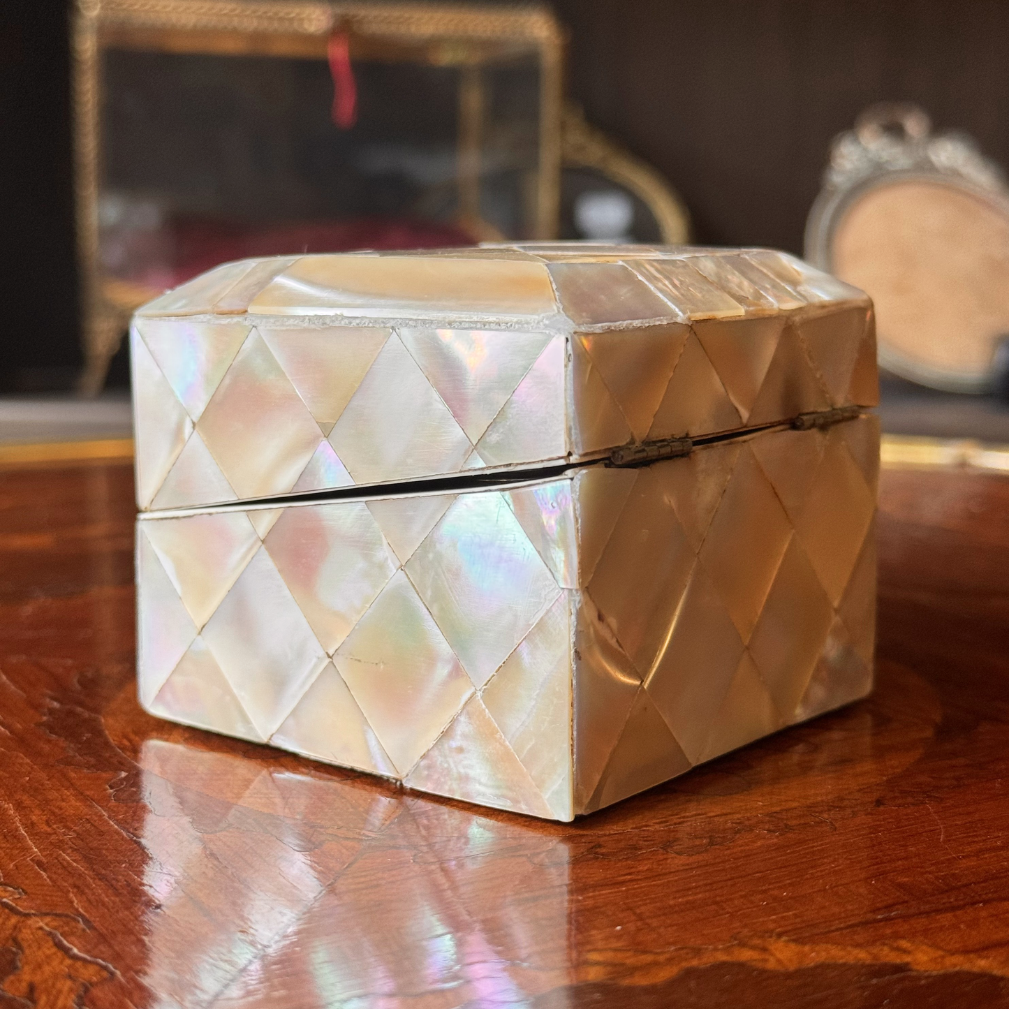 Antique Mother of Pearl Scent Box