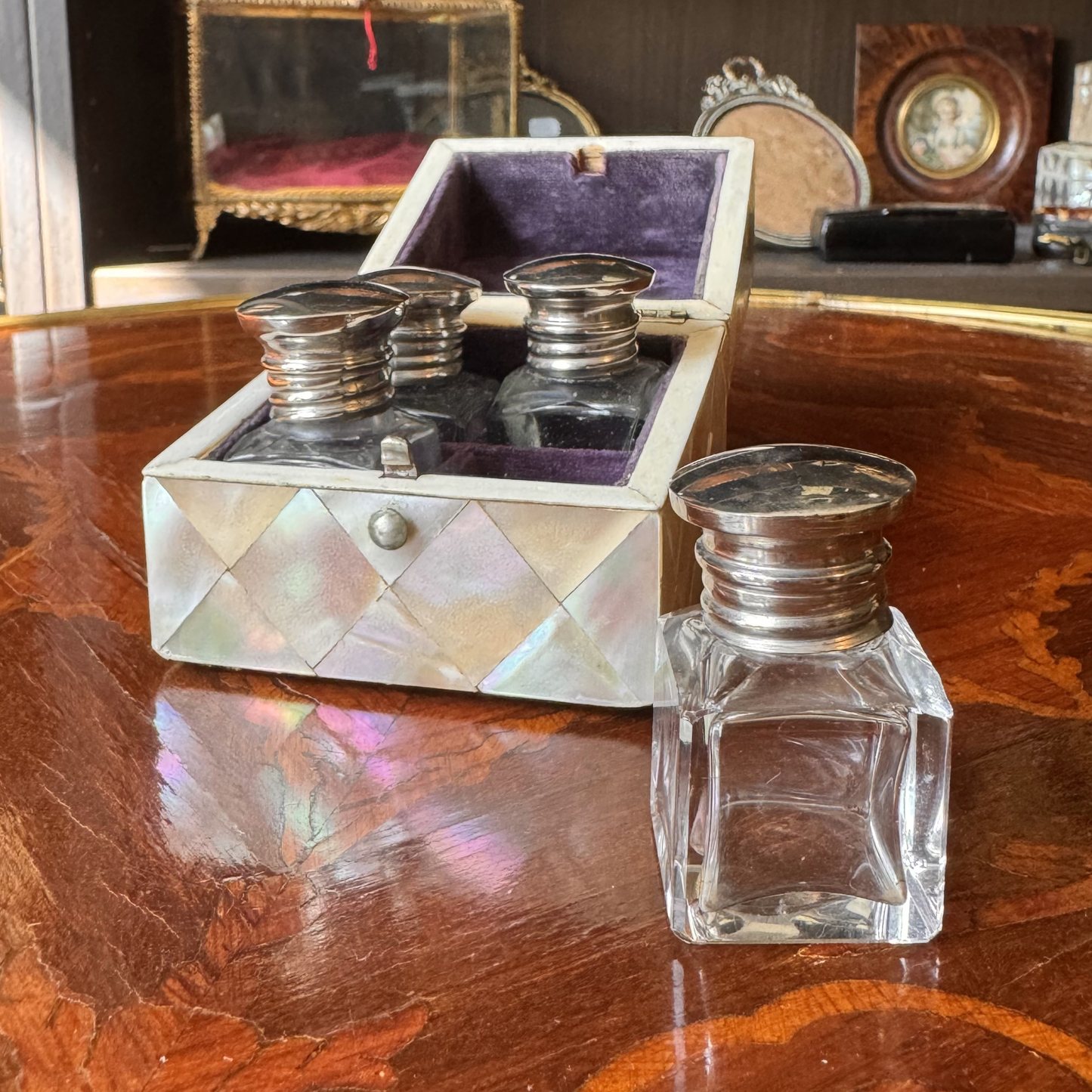 Antique Mother of Pearl Scent Box