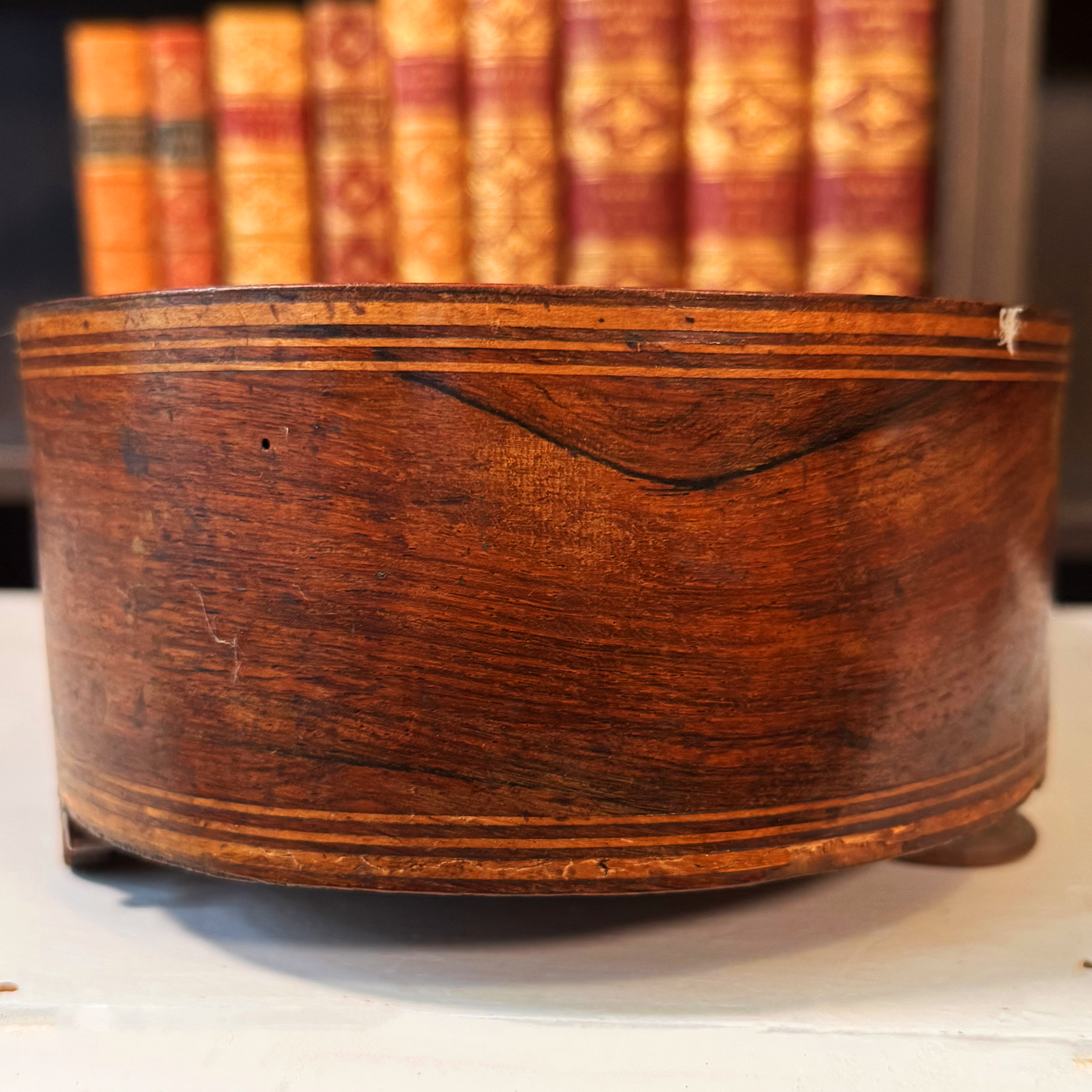 Antique Marquetry Footed Wood Riser