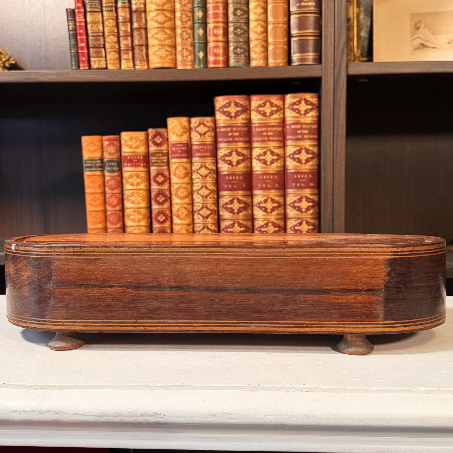 Antique Marquetry Footed Wood Riser