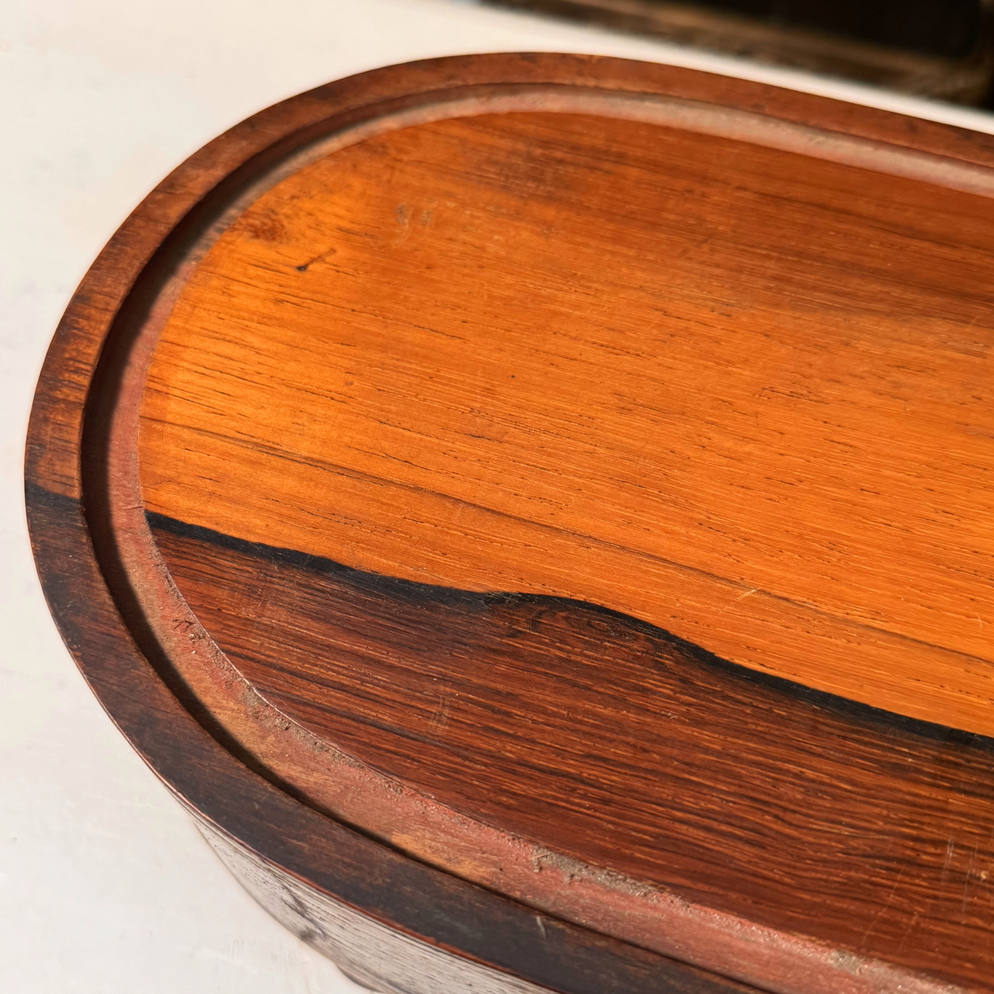 Antique Marquetry Footed Wood Riser