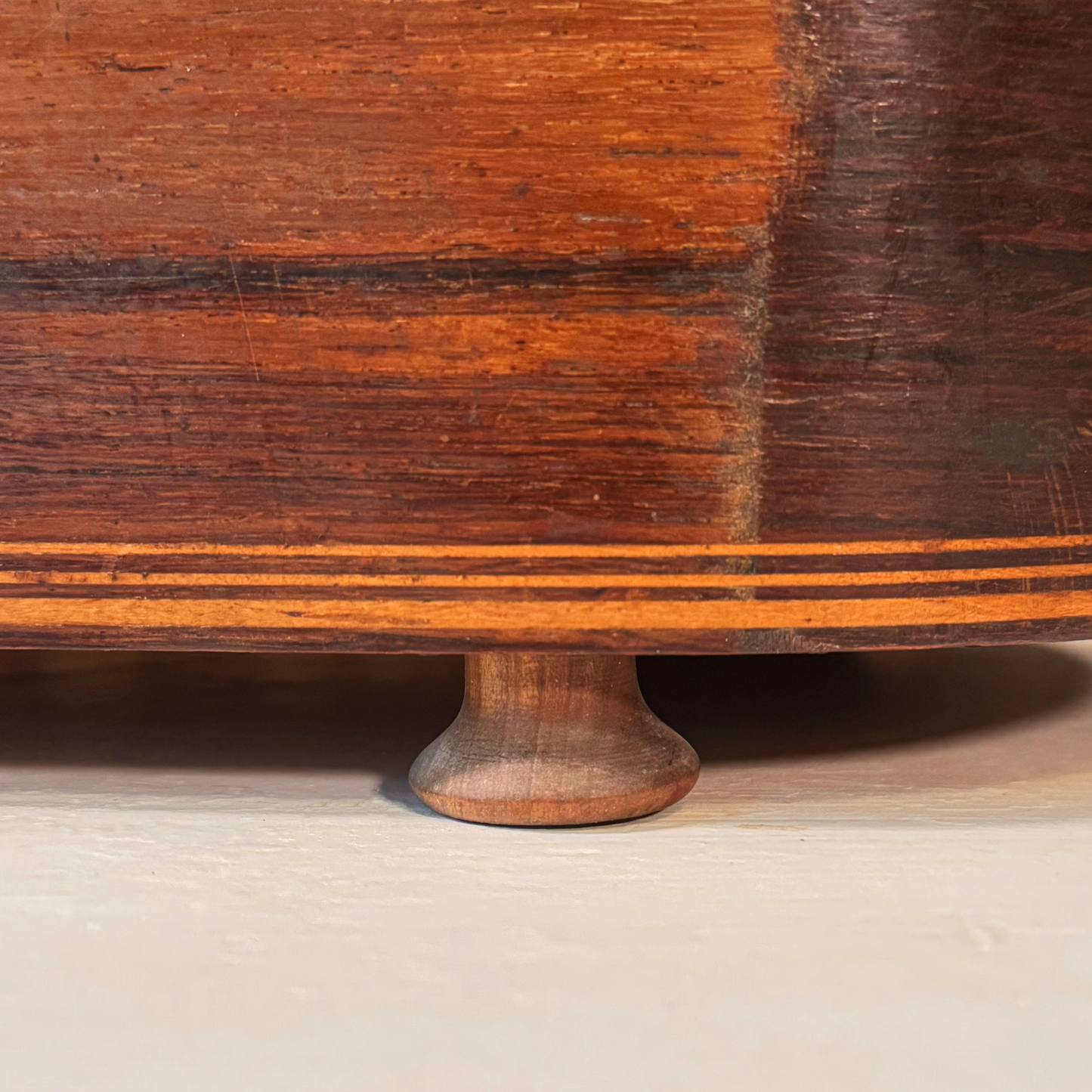 Antique Marquetry Footed Wood Riser