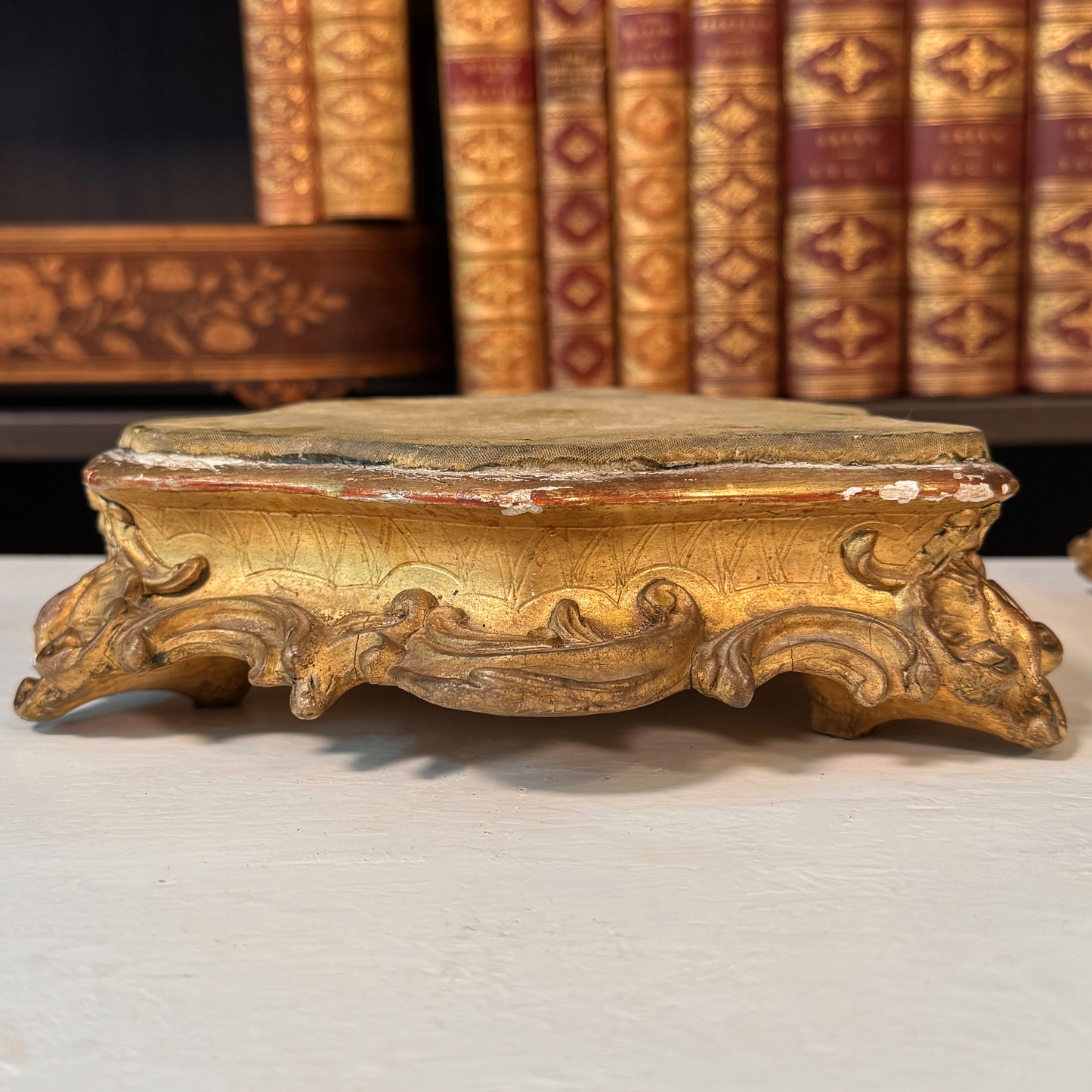 Pair of Antique Ornate Gilt Wood and Gesso Risers