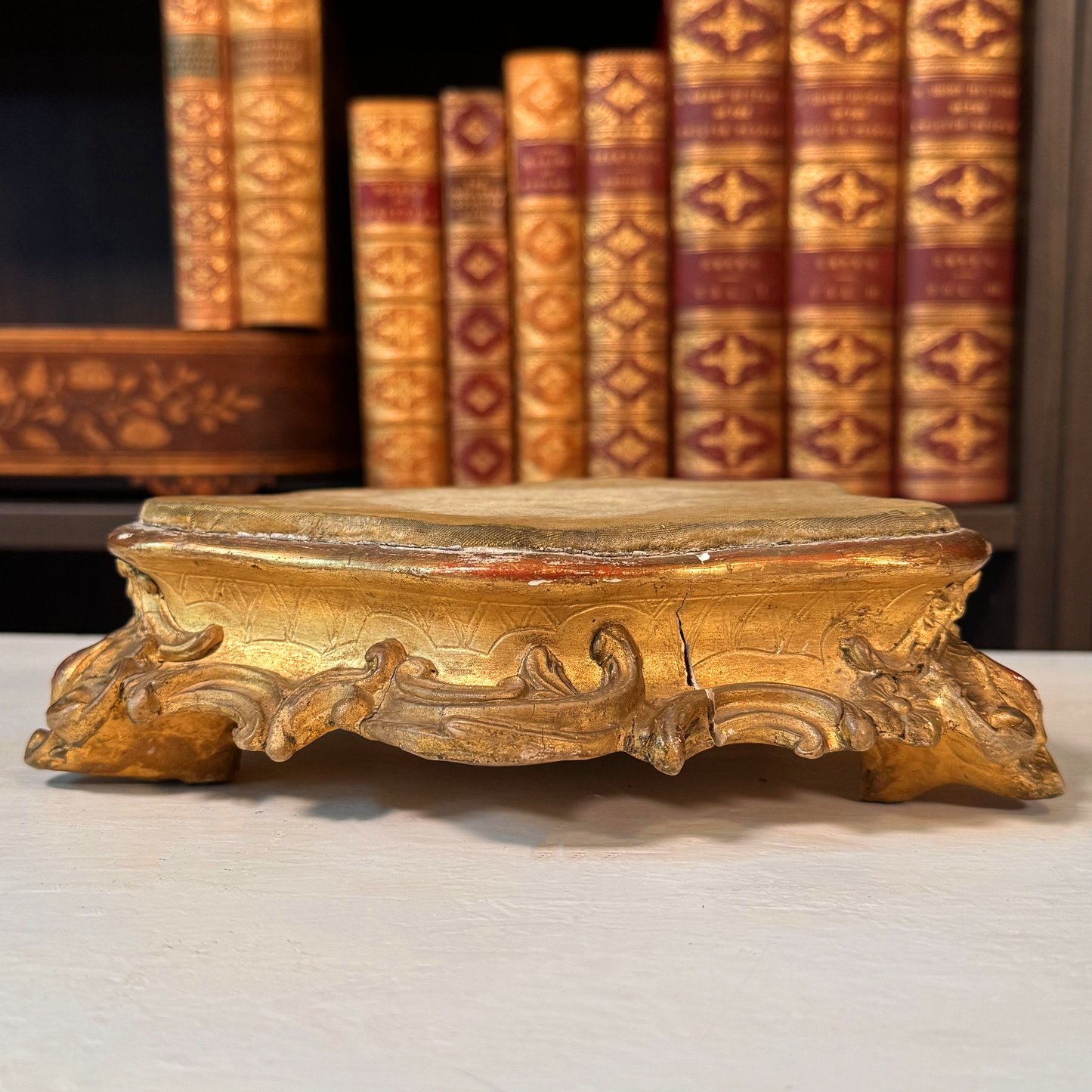 Pair of Antique Ornate Gilt Wood and Gesso Risers