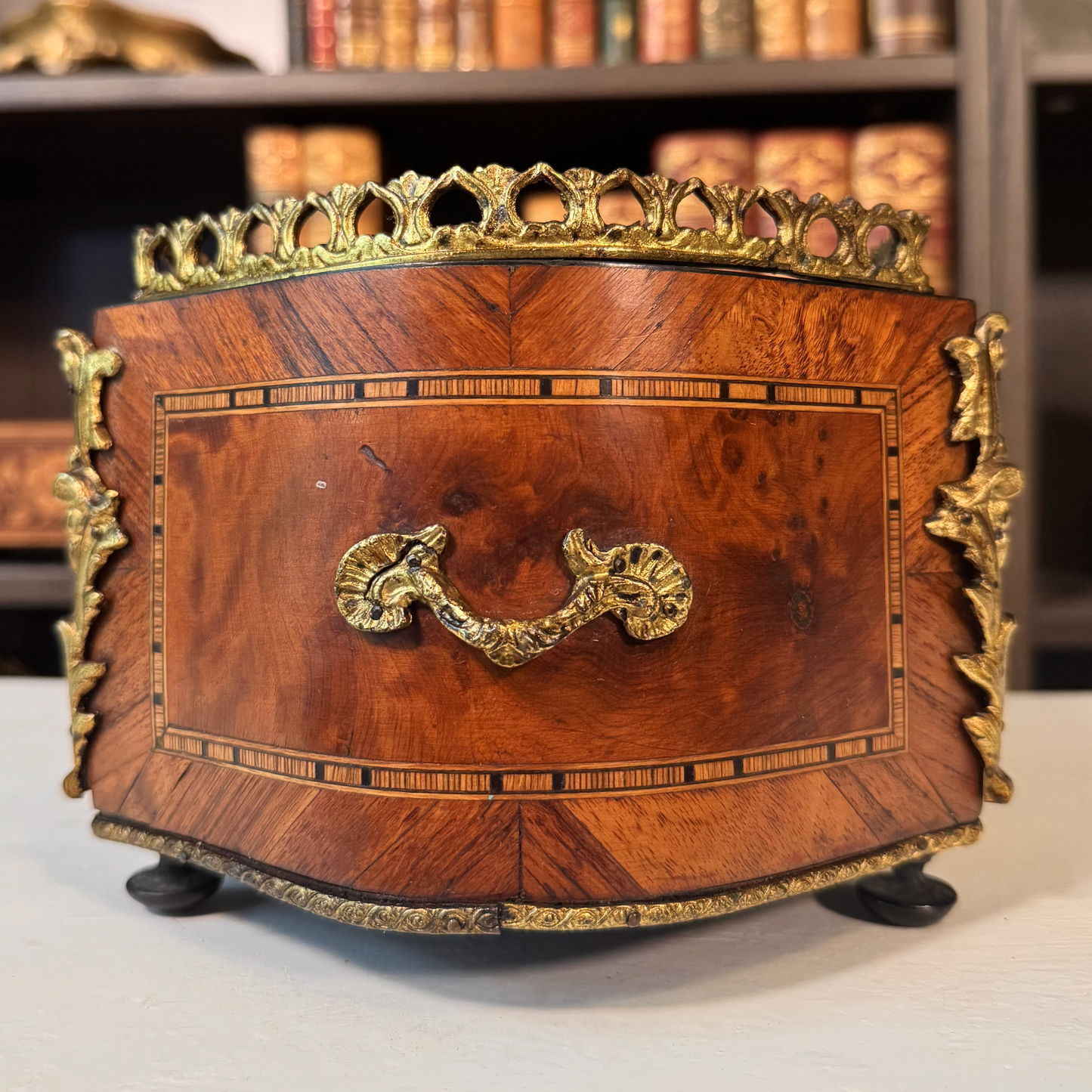Antique Miniature French Marquetry Jardinière