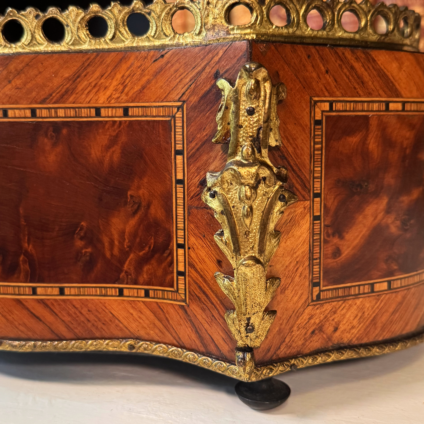 Antique Miniature French Marquetry Jardinière