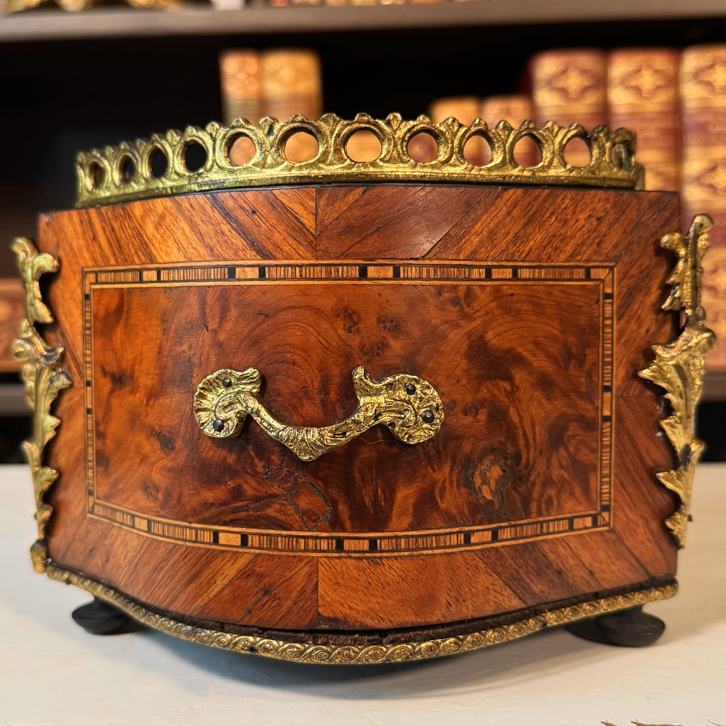 Antique Miniature French Marquetry Jardinière
