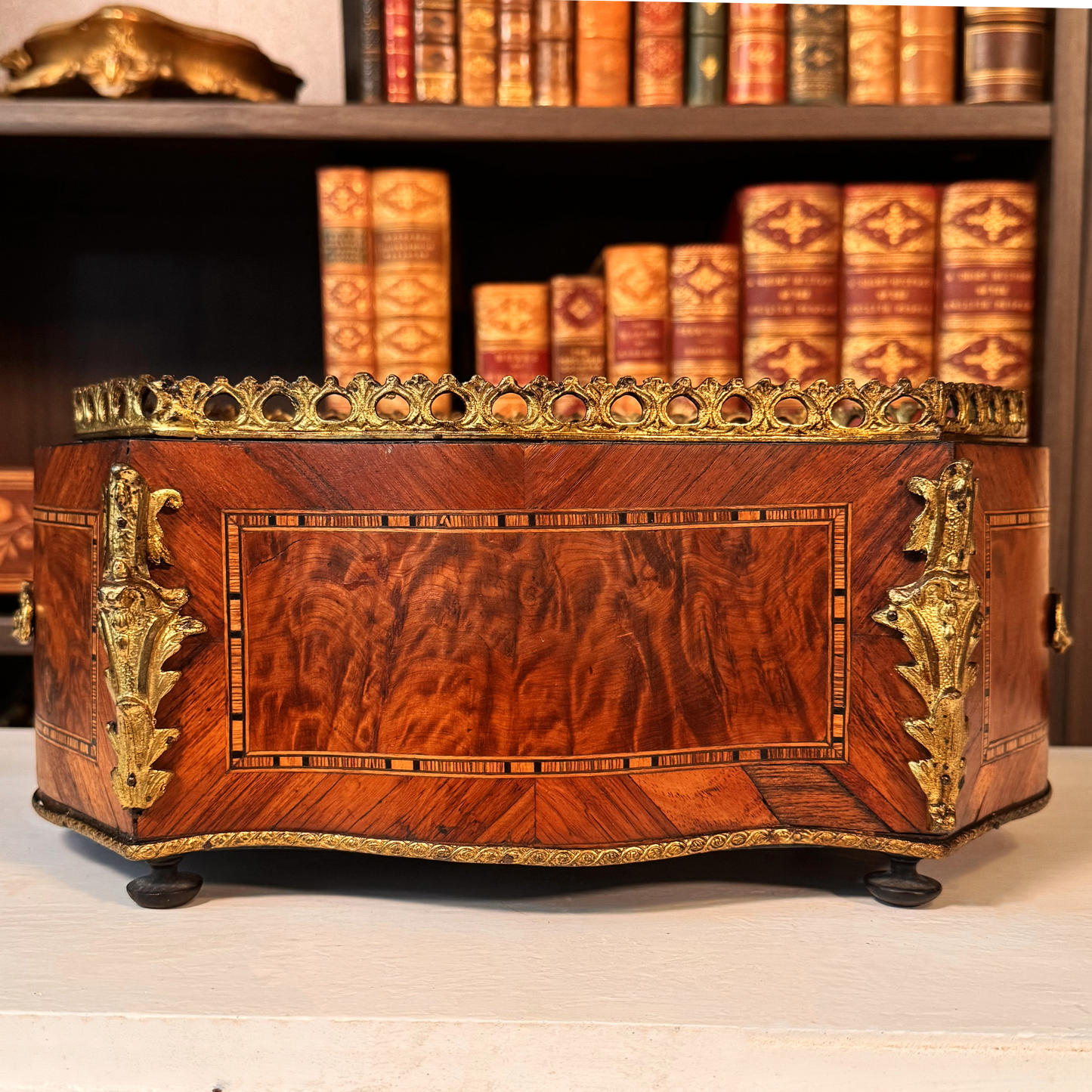 Antique Miniature French Marquetry Jardinière