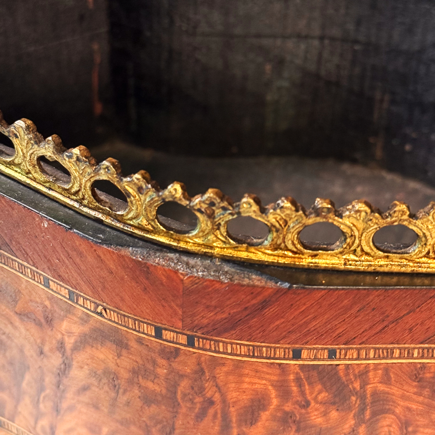 Antique Miniature French Marquetry Jardinière