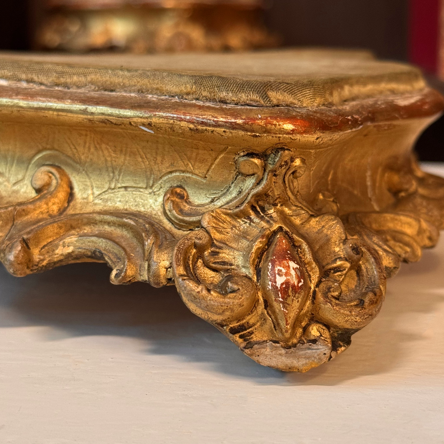 Pair of Antique Ornate Gilt Wood and Gesso Risers