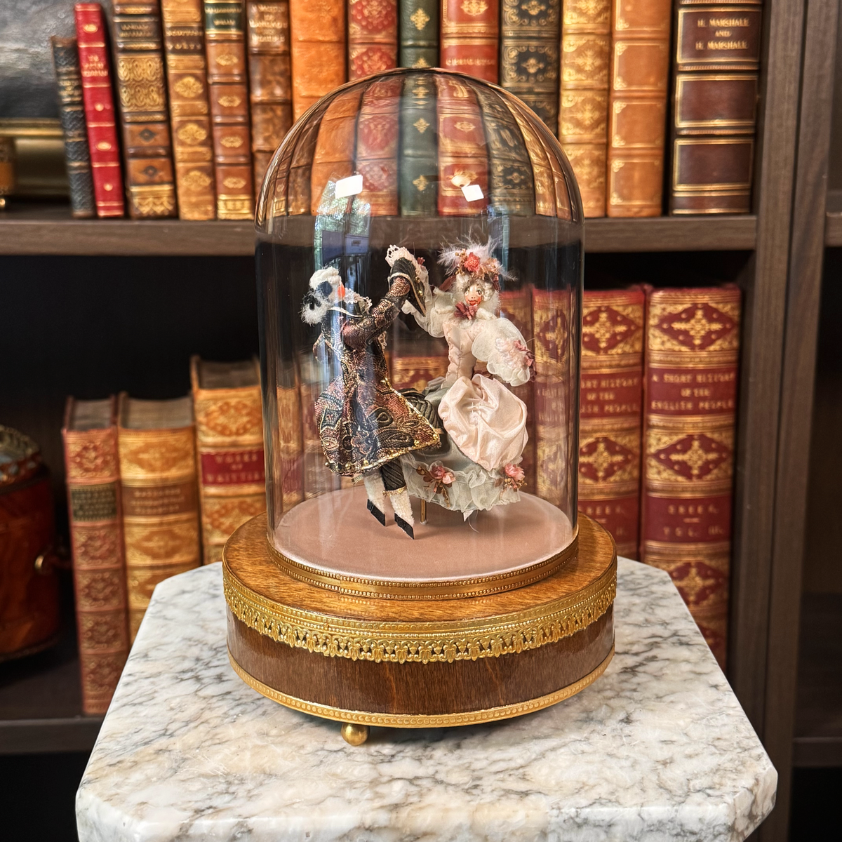 Vintage Reuge-Philippart Danseurs Music Box - Pink Satin