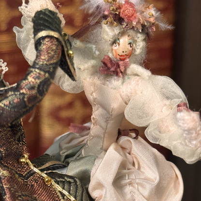 Vintage Reuge-Philippart Danseurs Music Box - Pink Satin