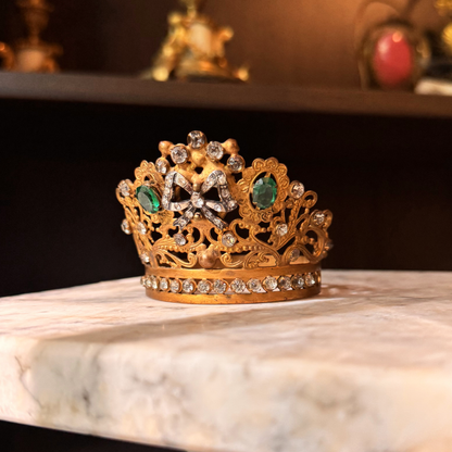 Antique Bejeweled Santos Crown with Bow Accent