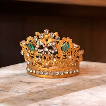 Antique Bejeweled Santos Crown with Bow Accent