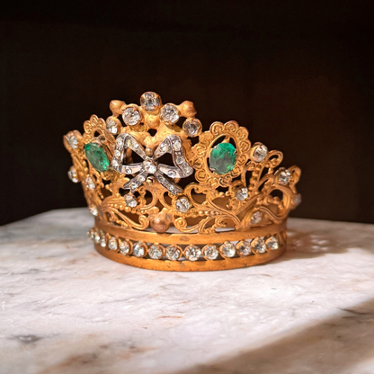 Antique Bejeweled Santos Crown with Bow Accent