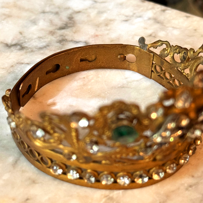 Antique Bejeweled Santos Crown with Bow Accent