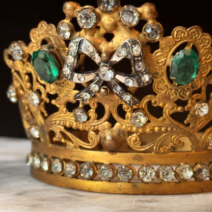 Antique Bejeweled Santos Crown with Bow Accent