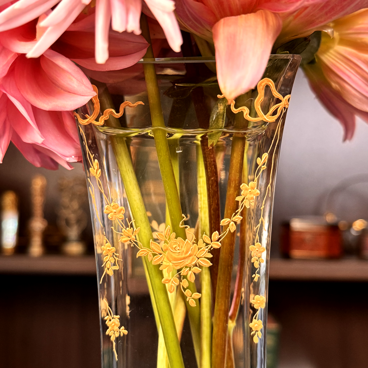 19th Century Mounted Vase with Hand Painted Enamel Details