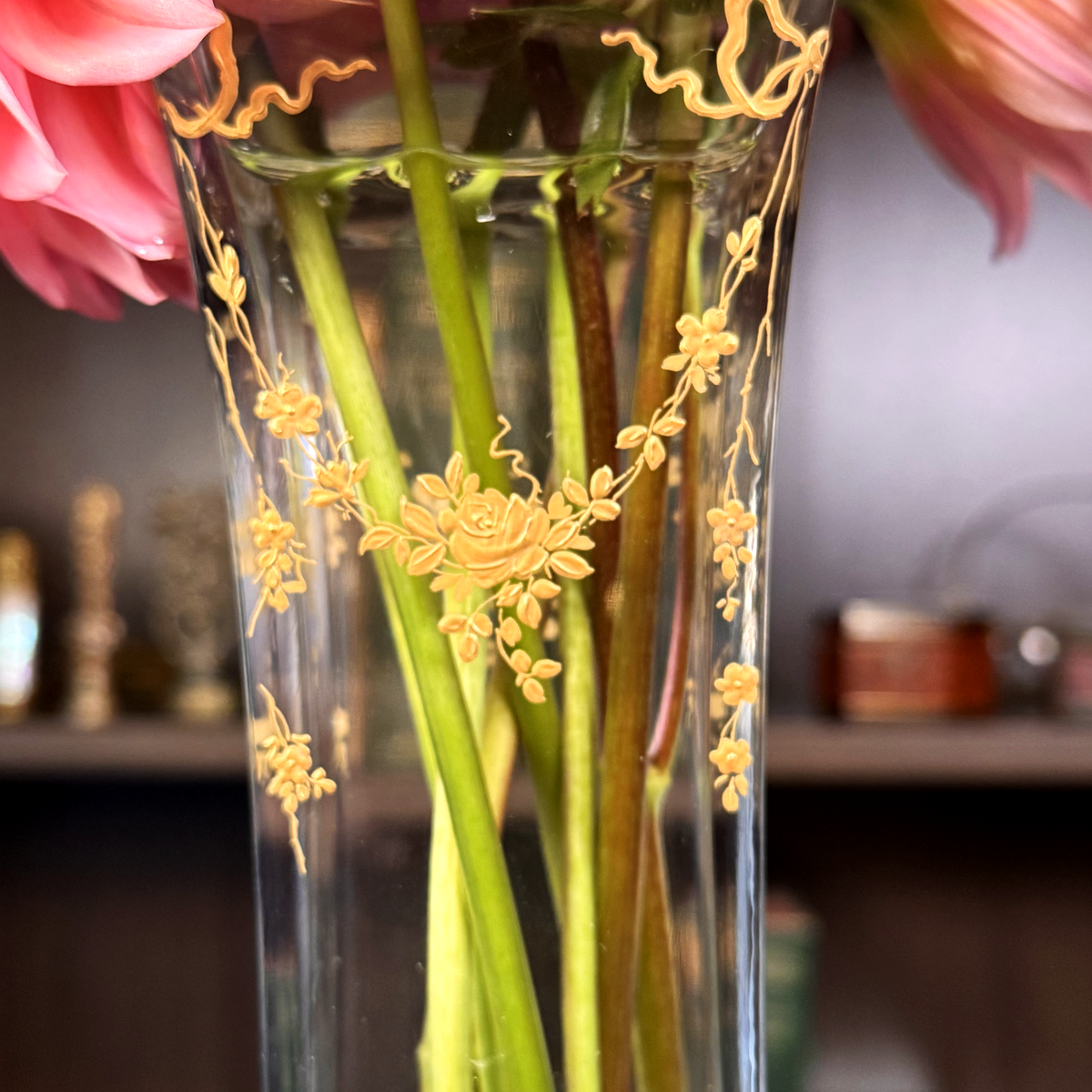 19th Century Mounted Vase with Hand Painted Enamel Details