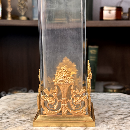 19th Century Mounted Vase with Hand Painted Enamel Details