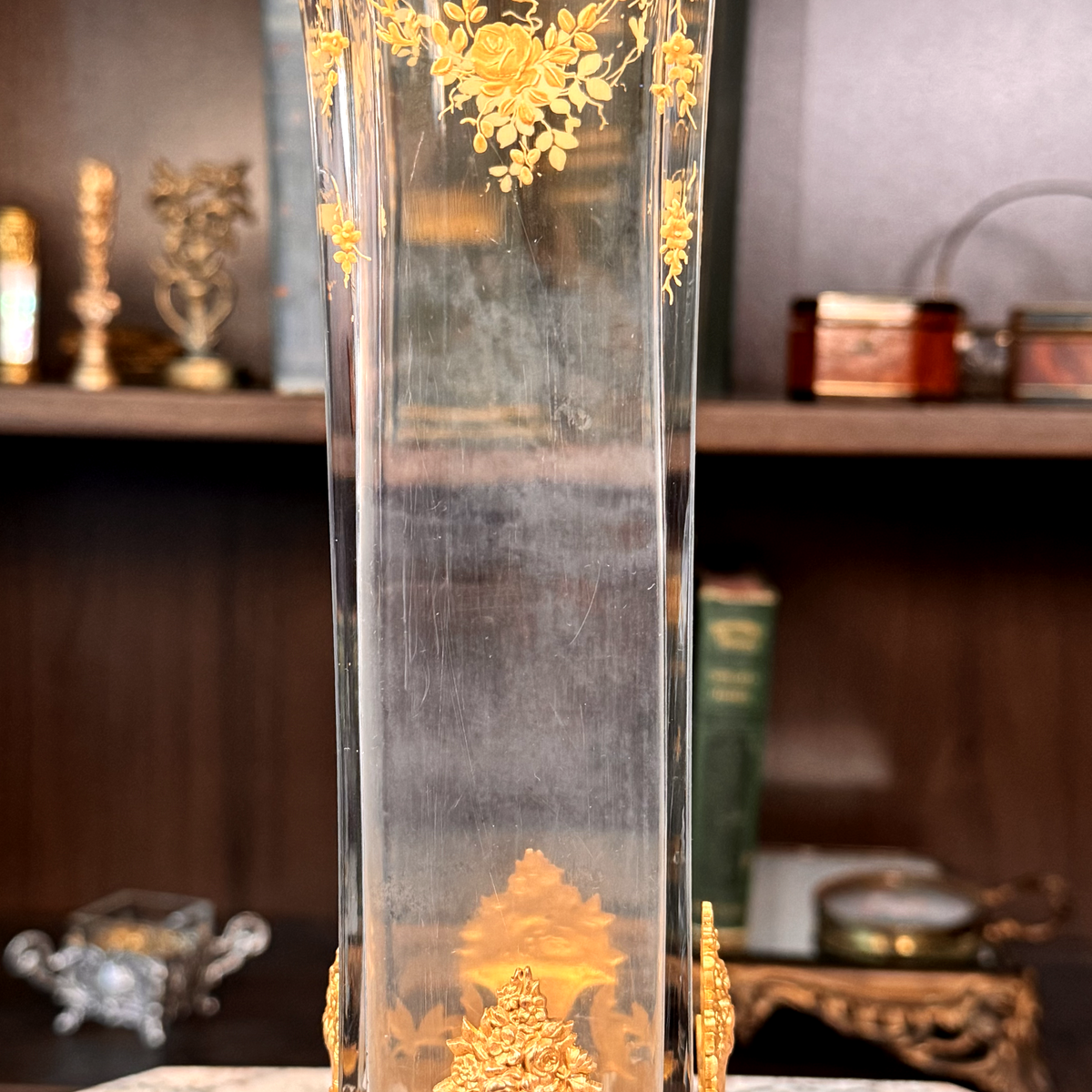 19th Century Mounted Vase with Hand Painted Enamel Details