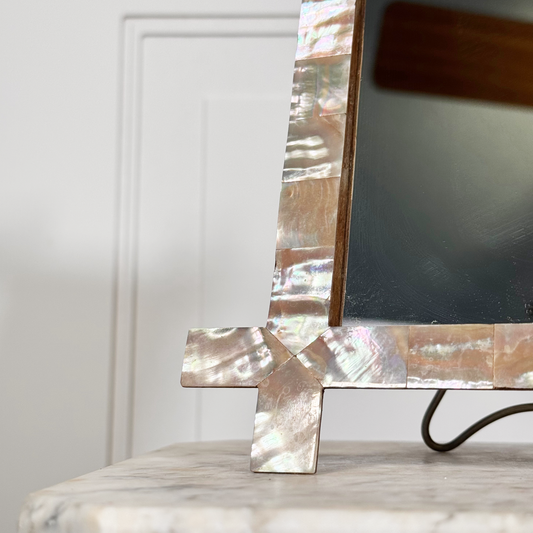 Antique Mother of Pearl Inlay Frame with Mirror